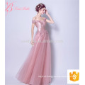 Fragrante Dark Pink Cap Sleeve A Line Appliqued Evening Dress